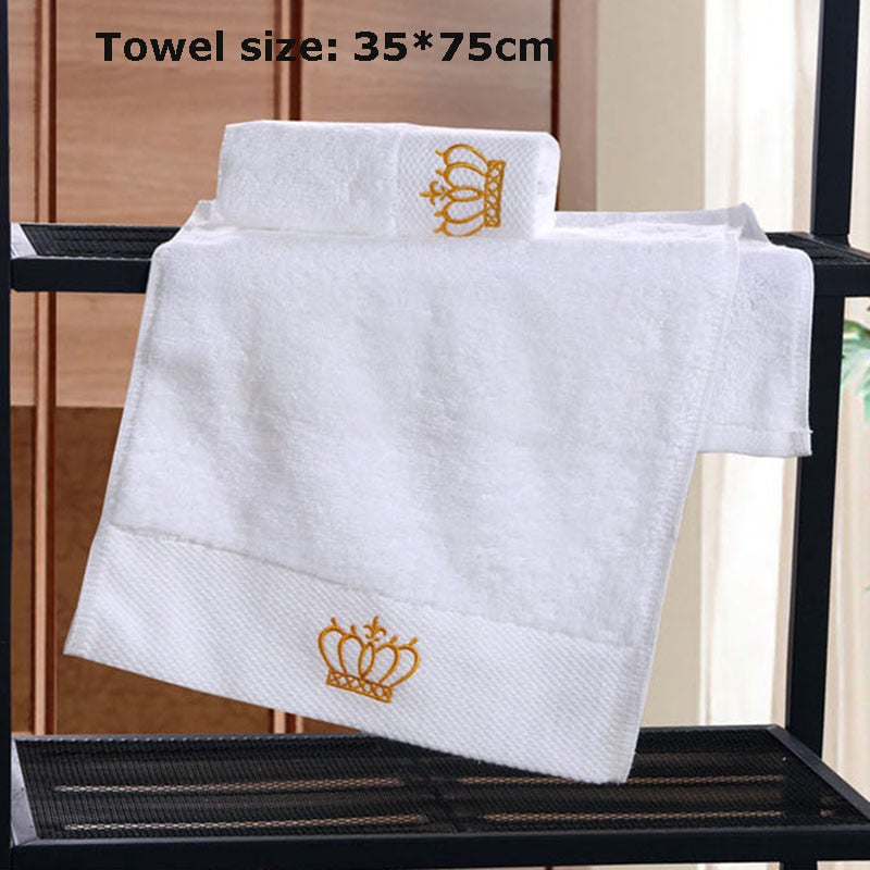 Embroidered Crown White bath towel 5stars Hotel Towels 100% Quality Towel  Set Washcloths towels bathroom